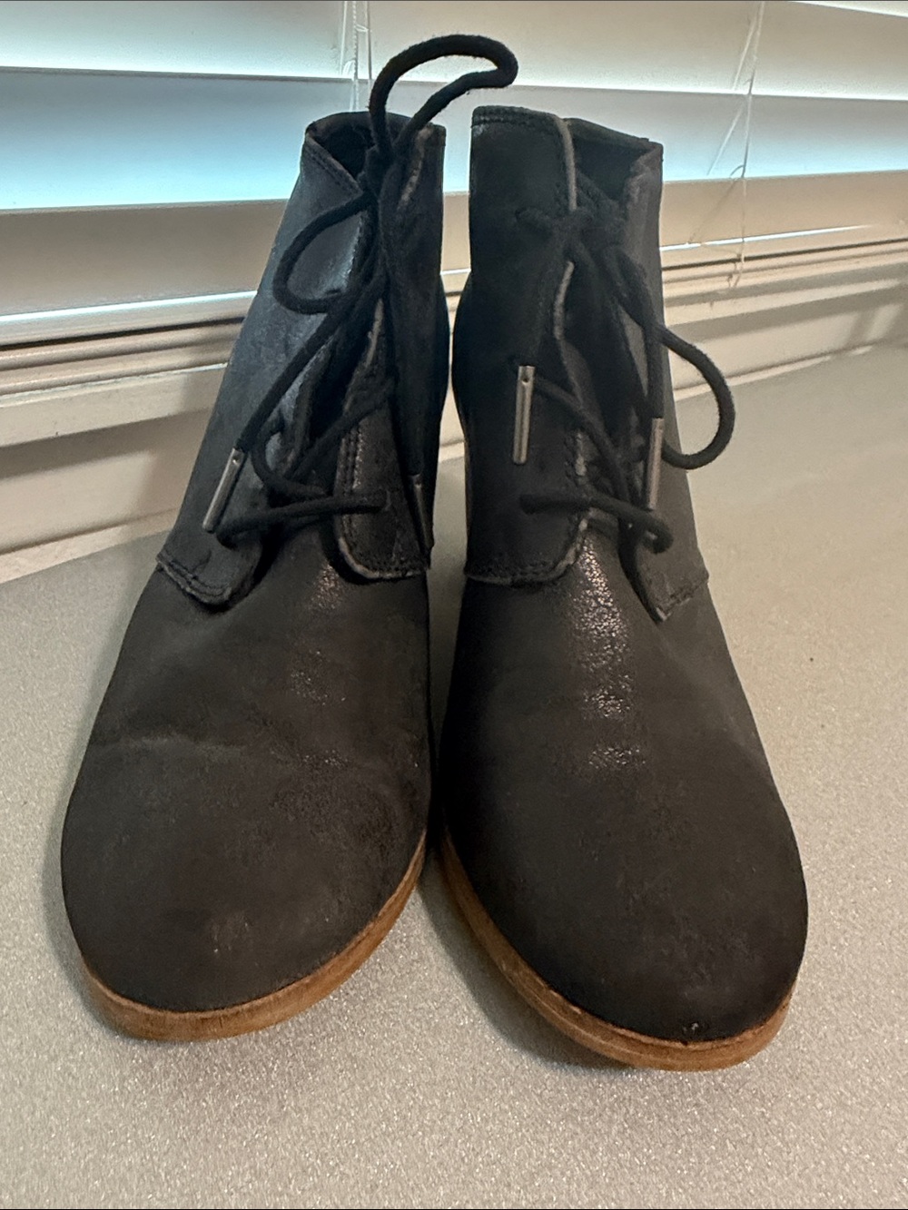 Toms Black Suede Lace-Up Ankle Boots